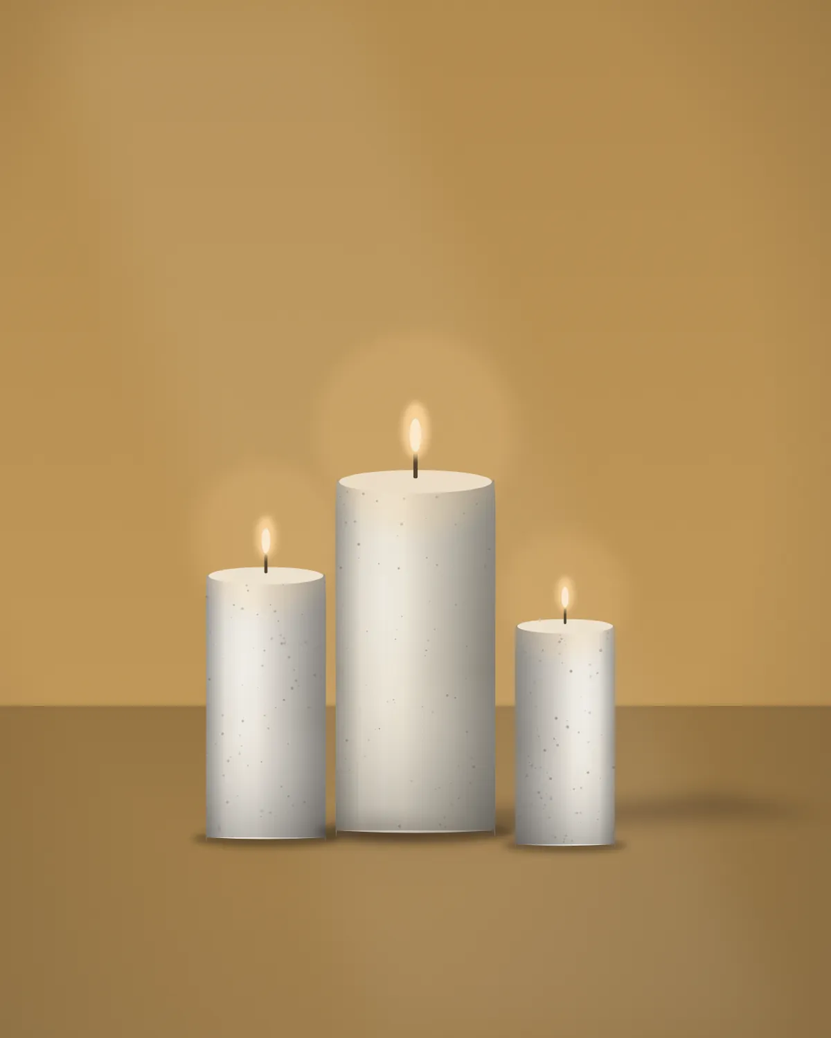 Low Pillar Candles, Set of Three